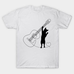 Cat loves guitar Tshirt T-Shirt